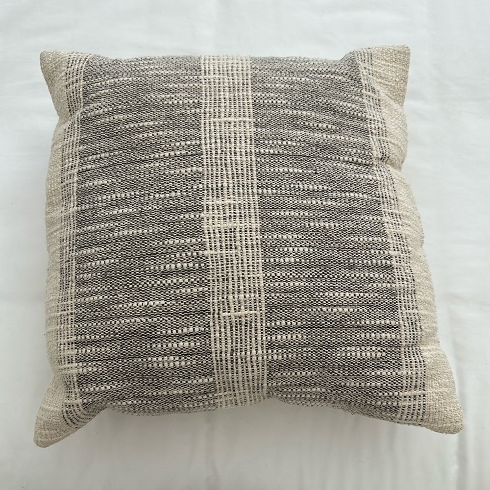Gray and Cream Woven Throw Pillow